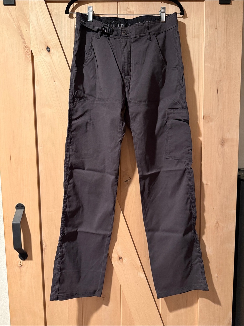 Prana Men's Cargo Pants in Dark Gray with Built-In Belt